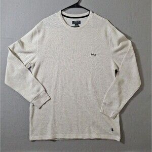 Polo Ralph Lauren Shirt Mens XL Gray Crewneck Thermal Sleepwear Waffle Knit